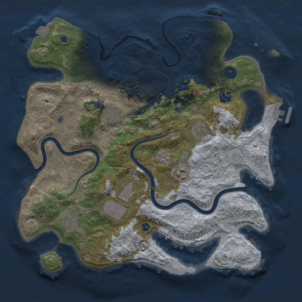 Rust Map: Procedural Map, Size: 3650, Seed: 67018919, 13 Monuments