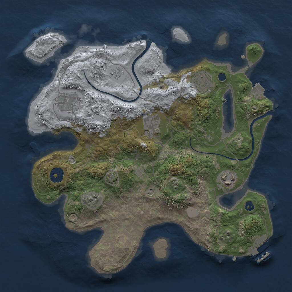 Rust Map: Procedural Map, Size: 3000, Seed: 5637120, 9 Monuments