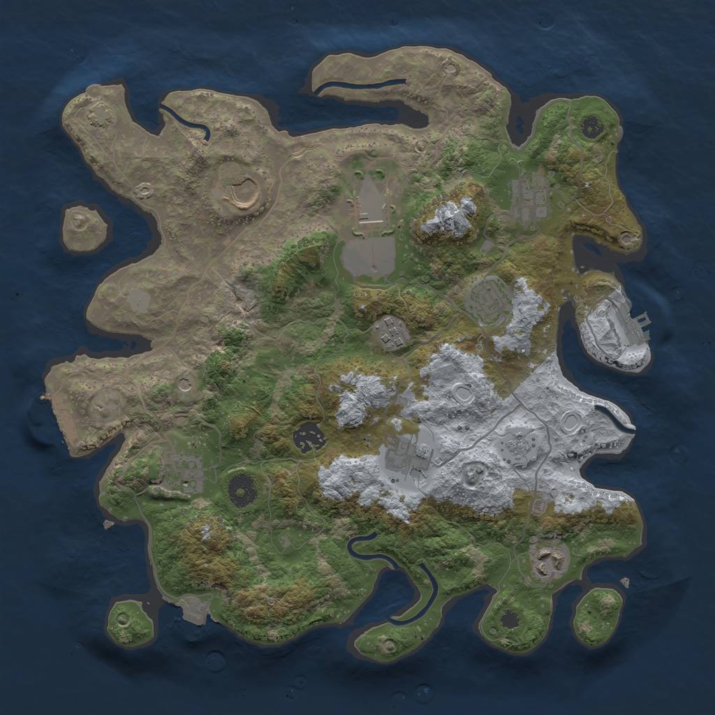 Rust Map: Procedural Map, Size: 3500, Seed: 142860850, 17 Monuments