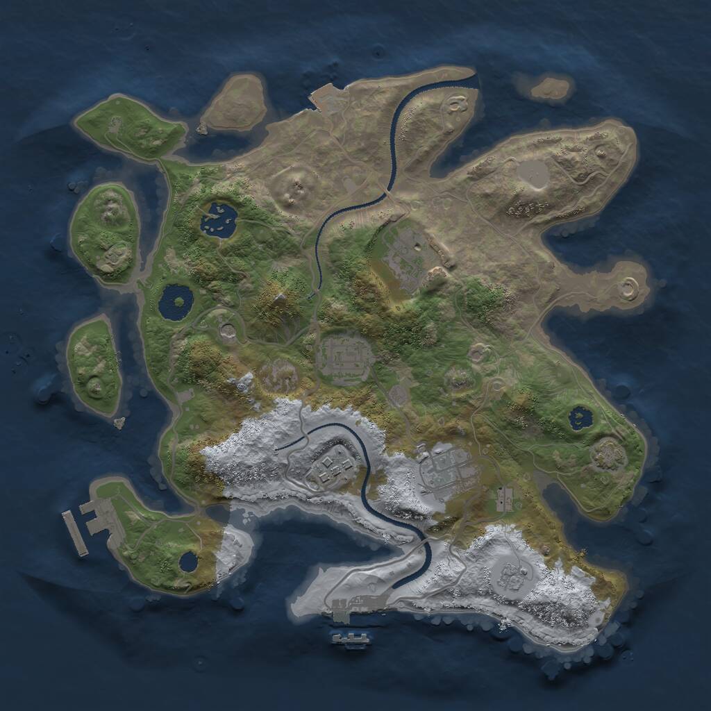 Rust Map: Procedural Map, Size: 3000, Seed: 76745, 11 Monuments