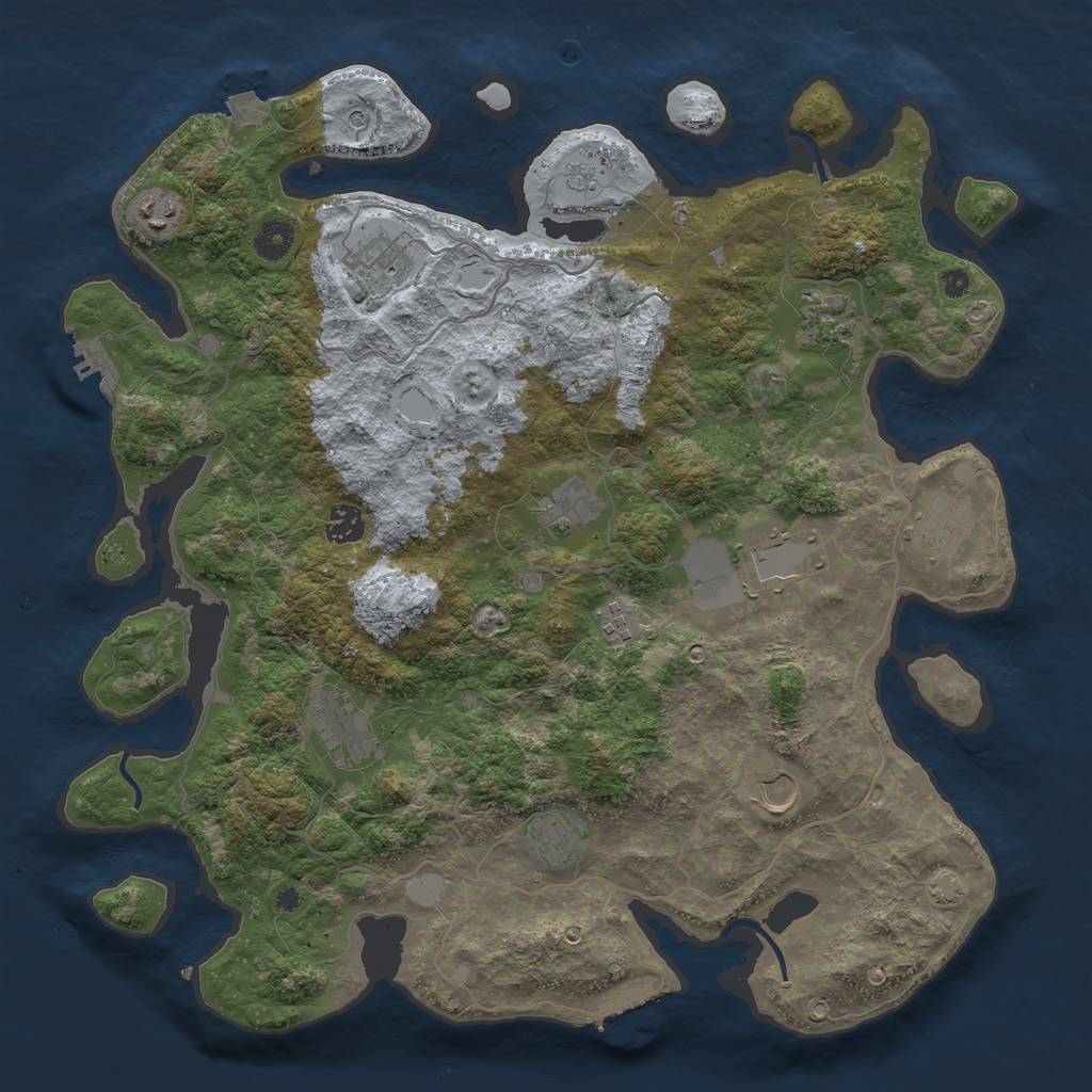 Rust Map: Procedural Map, Size: 4096, Seed: 94947, 19 Monuments