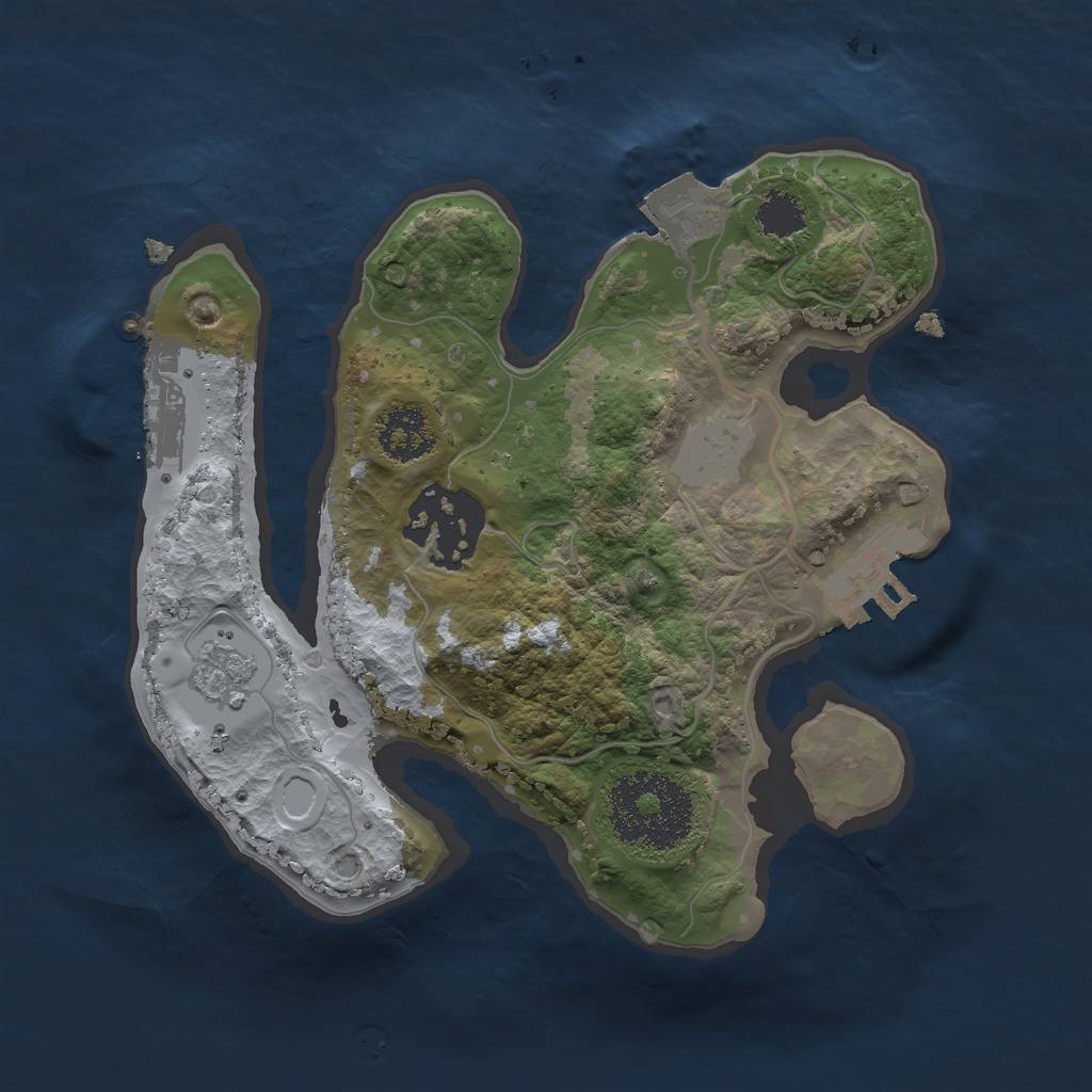 Rust Map: Procedural Map, Size: 2000, Seed: 741445062, 7 Monuments