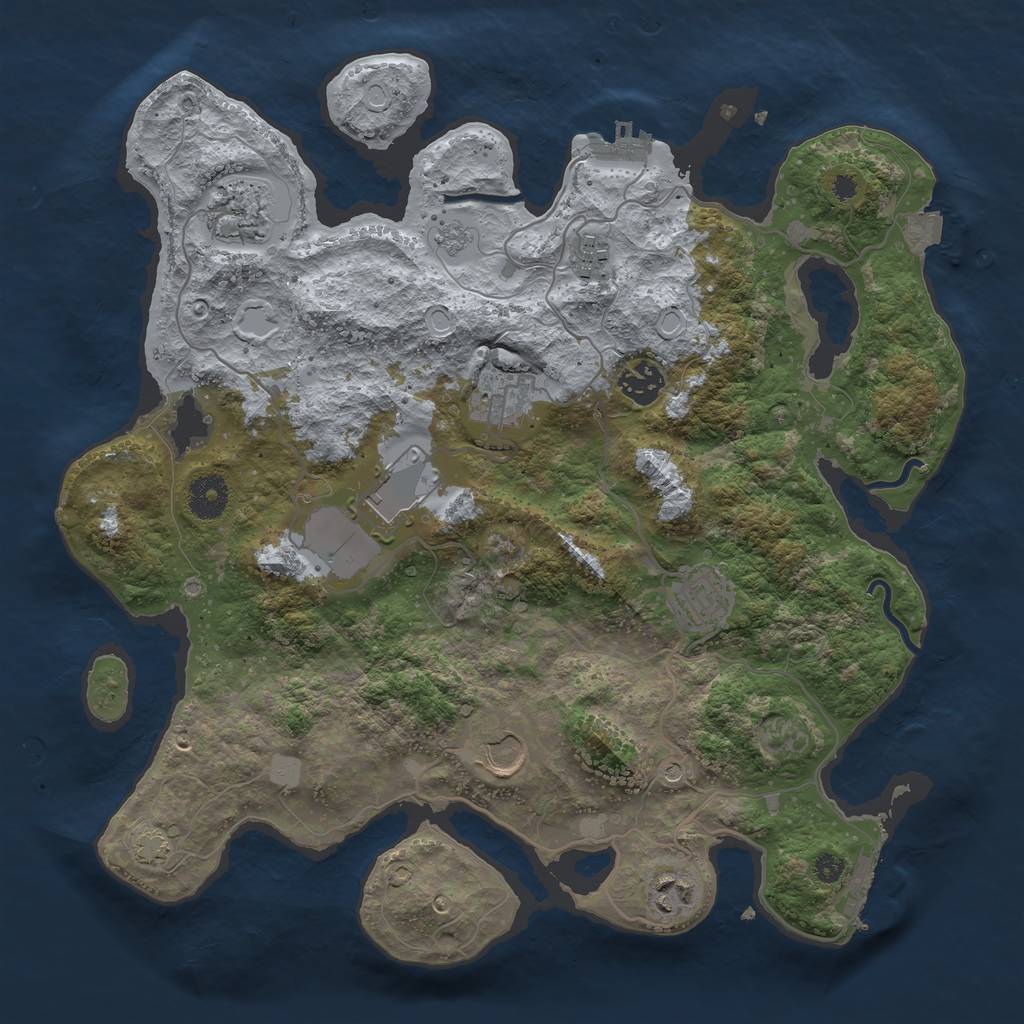 Rust Map: Procedural Map, Size: 3600, Seed: 63376217, 16 Monuments