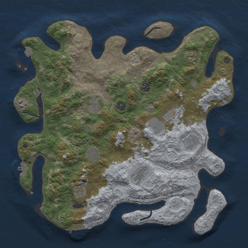 Rust Map: Procedural Map, Size: 4000, Seed: 735226820, 18 Monuments