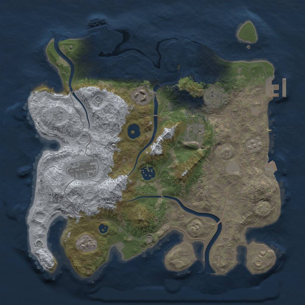 Rust Map: Procedural Map, Size: 3250, Seed: 84857, 12 Monuments