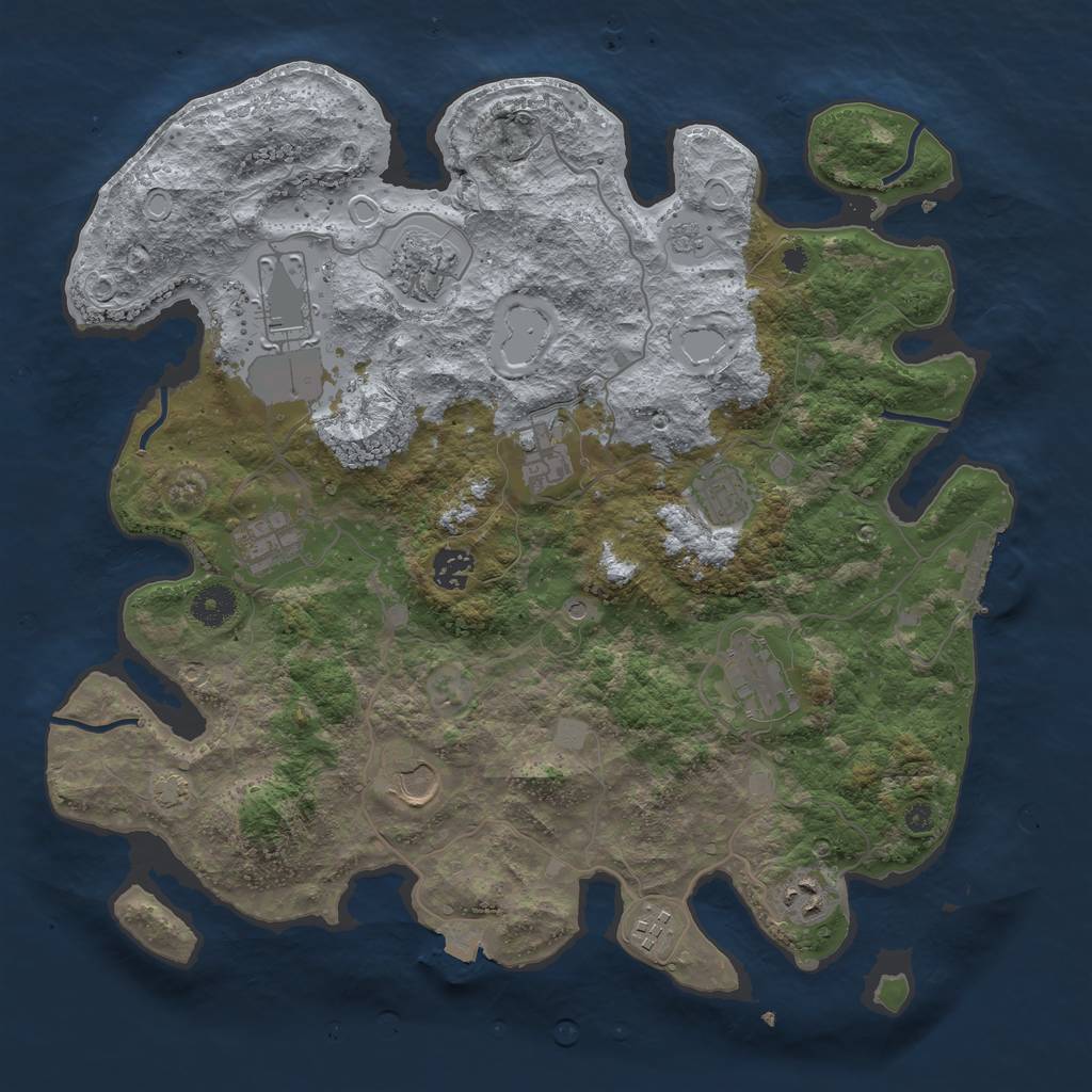 Rust Map: Procedural Map, Size: 3850, Seed: 36958666, 17 Monuments