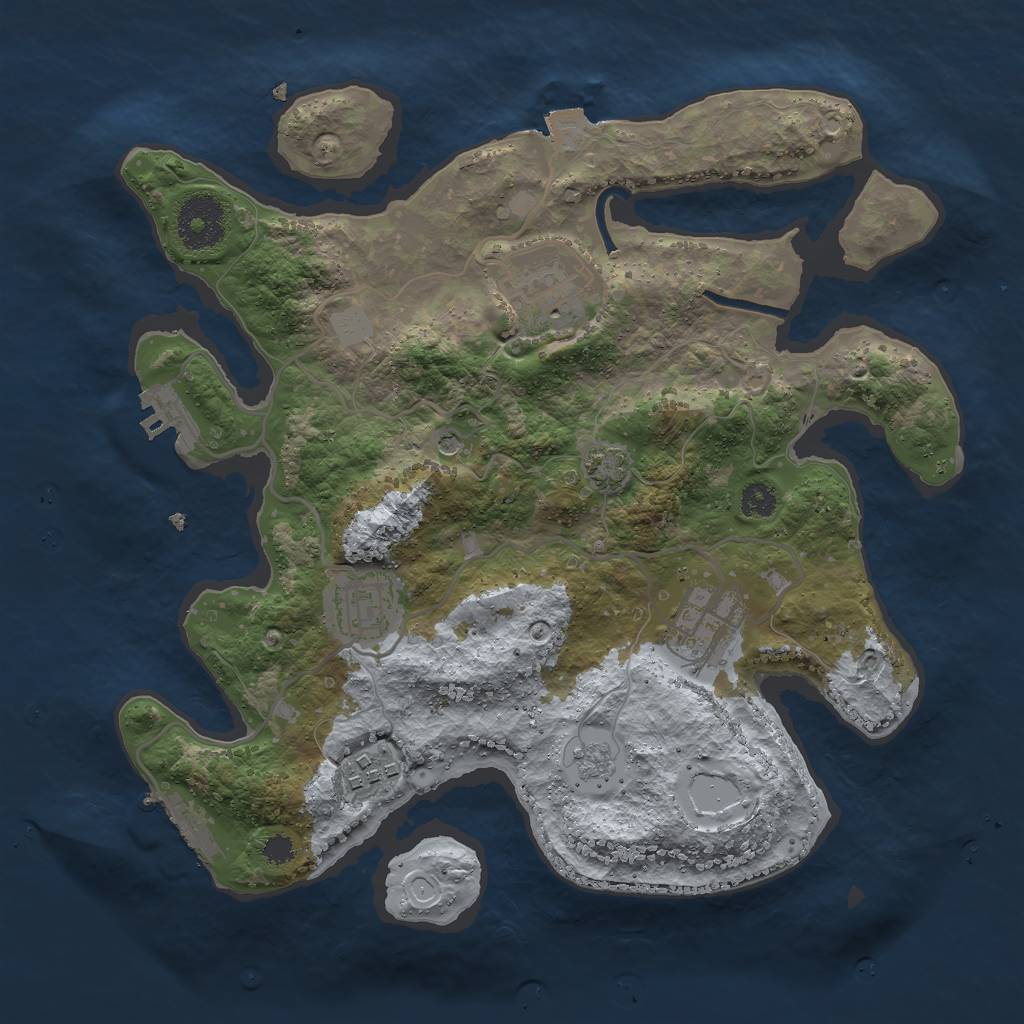 Rust Map: Procedural Map, Size: 3000, Seed: 487562, 12 Monuments