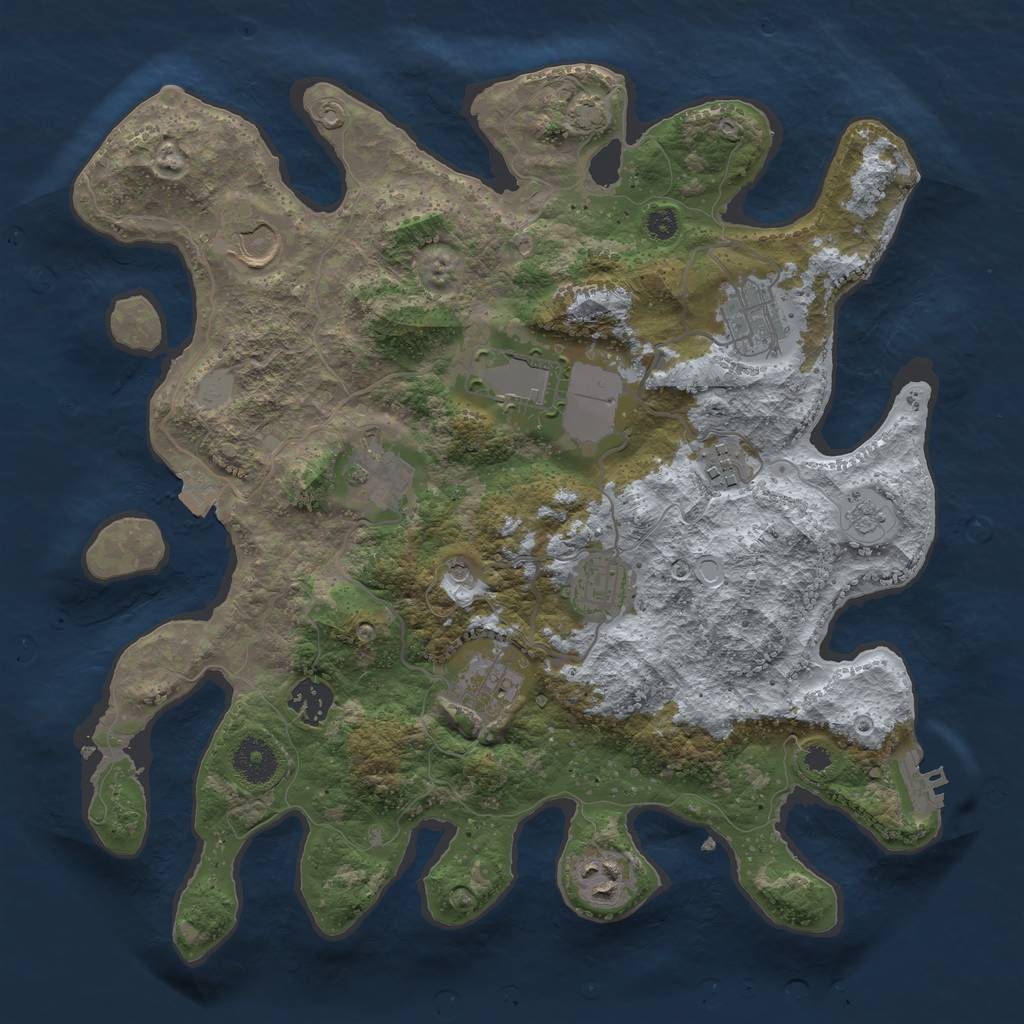 Rust Map: Procedural Map, Size: 3500, Seed: 775382313, 16 Monuments