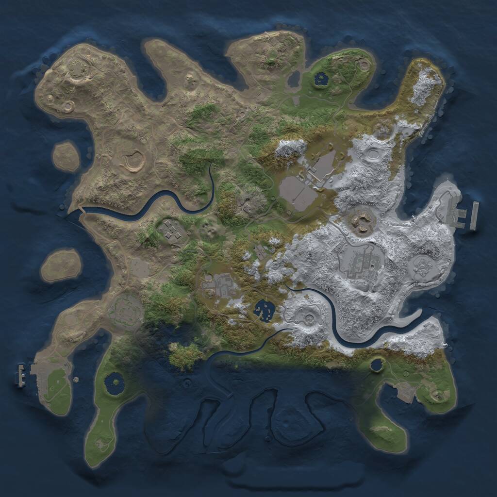 Rust Map: Procedural Map, Size: 3500, Seed: 775382313, 14 Monuments