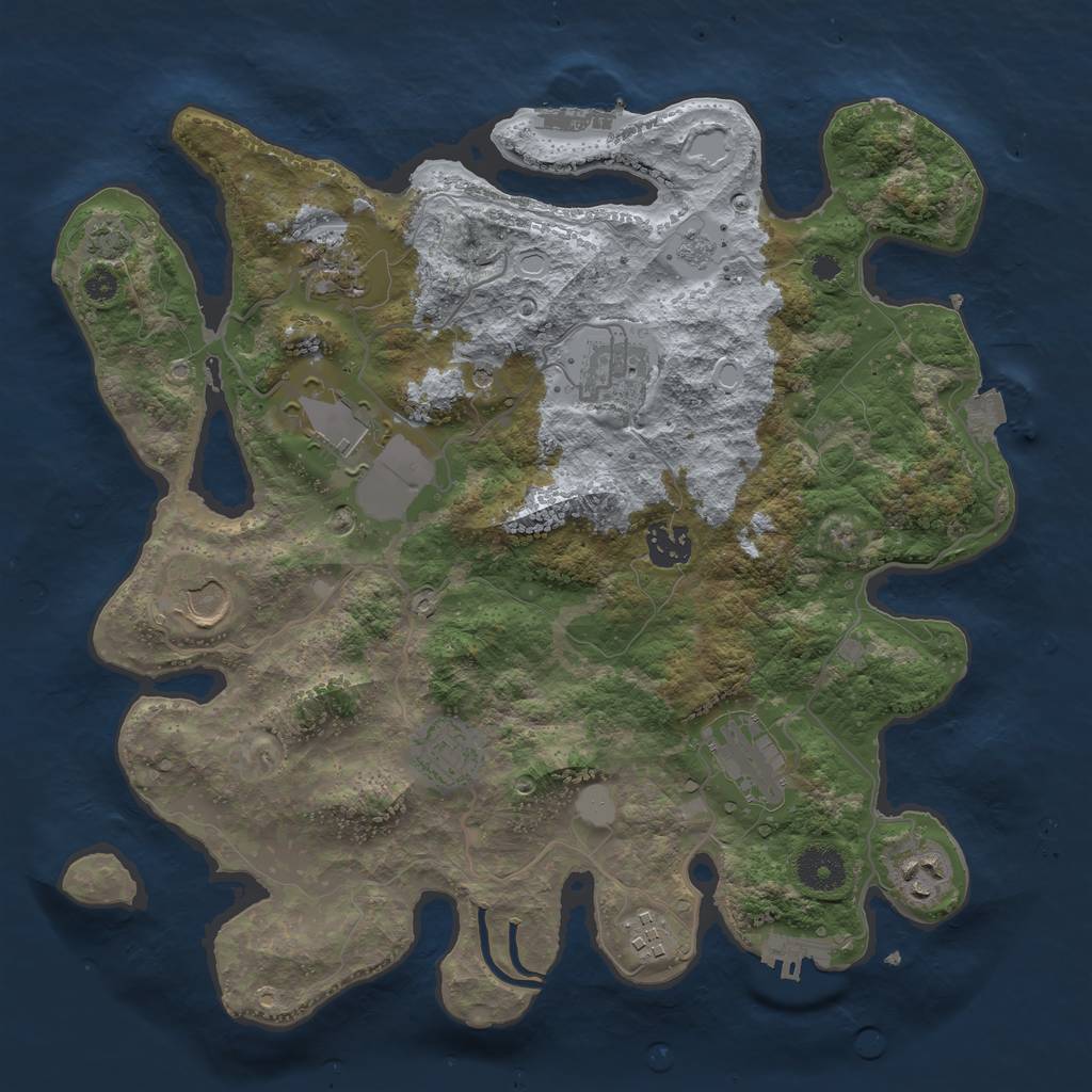 Rust Map: Procedural Map, Size: 3500, Seed: 12824300, 17 Monuments