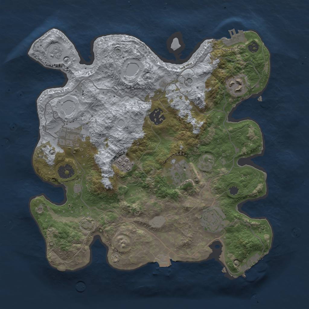 Rust Map: Procedural Map, Size: 3000, Seed: 3444, 14 Monuments