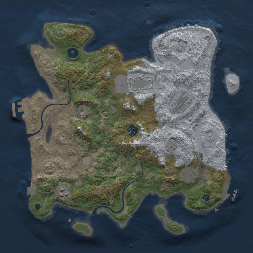 Rust Map: Procedural Map, Size: 3500, Seed: 1375845593, 12 Monuments
