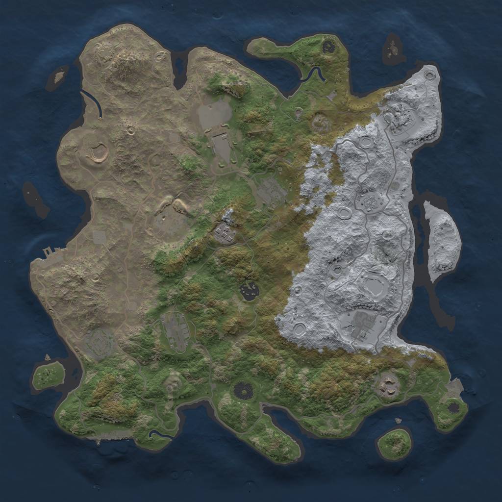 Rust Map: Procedural Map, Size: 4000, Seed: 176848171, 19 Monuments