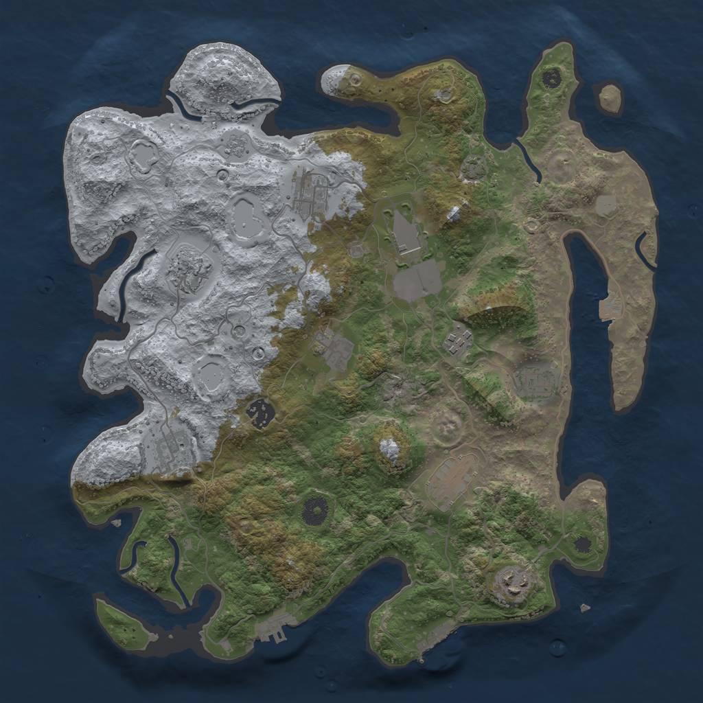 Rust Map: Procedural Map, Size: 3800, Seed: 981225, 18 Monuments