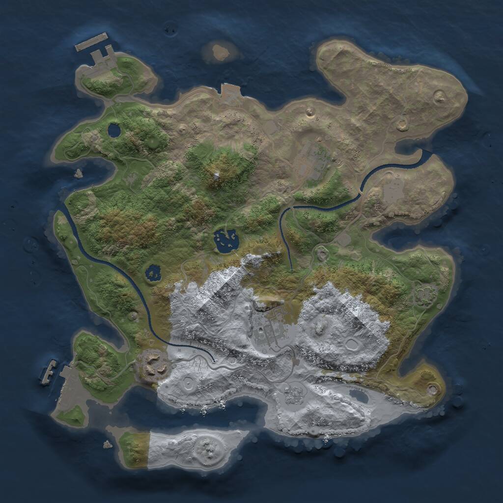 Rust Map: Procedural Map, Size: 3000, Seed: 304850312, 9 Monuments