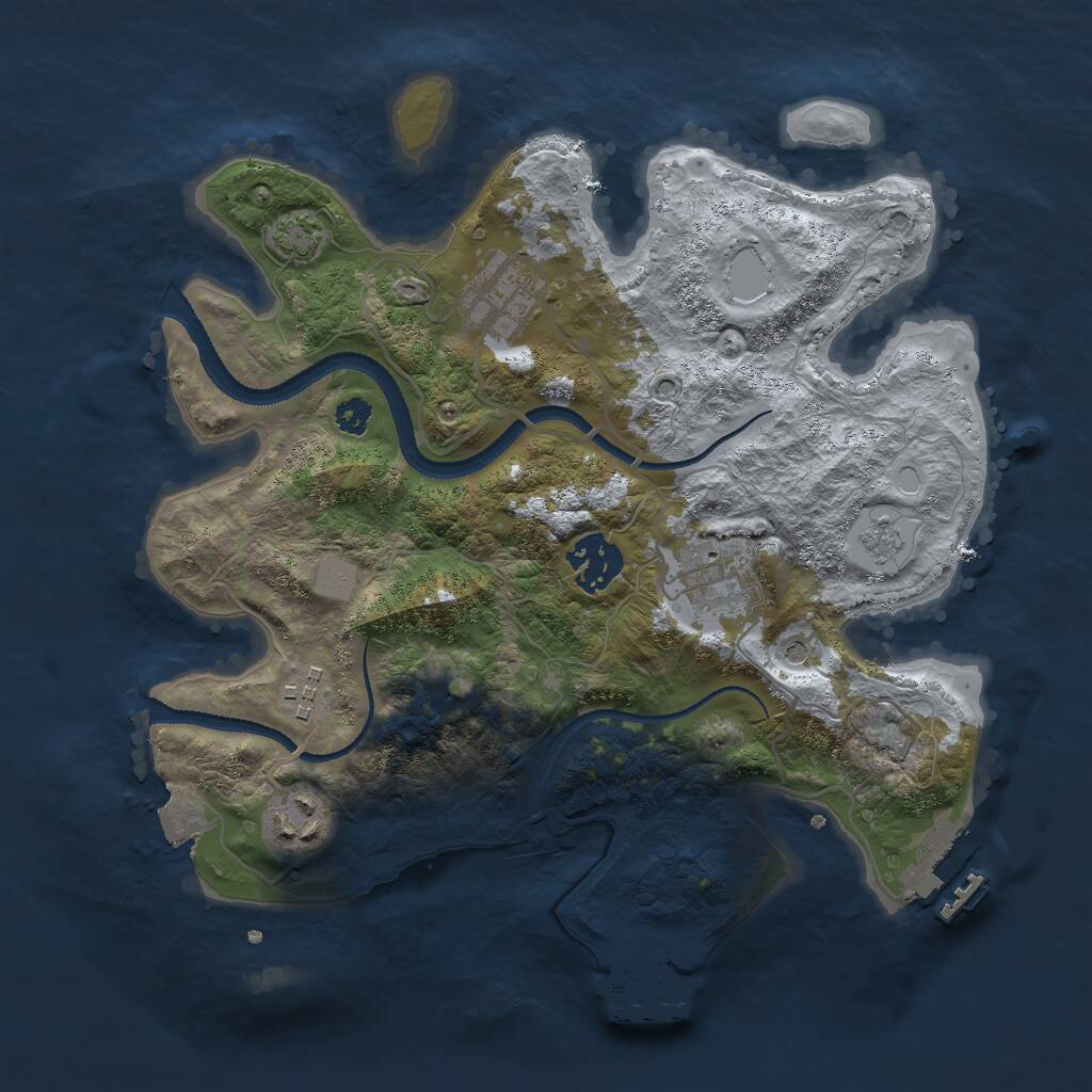 Rust Map: Procedural Map, Size: 3000, Seed: 1080114521, 11 Monuments