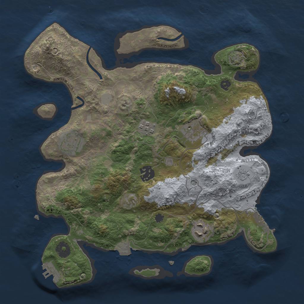 Rust Map: Procedural Map, Size: 3000, Seed: 2116220353, 13 Monuments