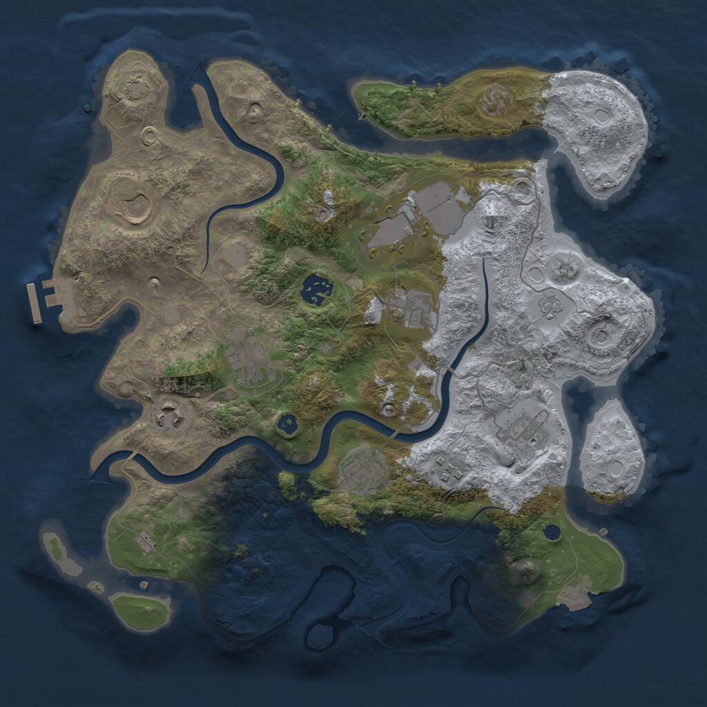 Rust Map: Procedural Map, Size: 3500, Seed: 1057169447, 14 Monuments