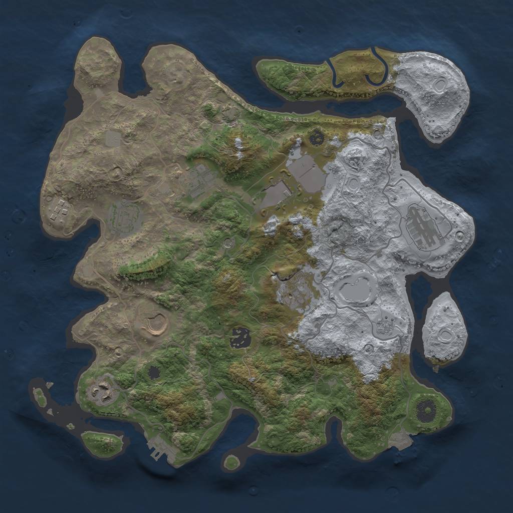 Rust Map: Procedural Map, Size: 3500, Seed: 1057169447, 16 Monuments