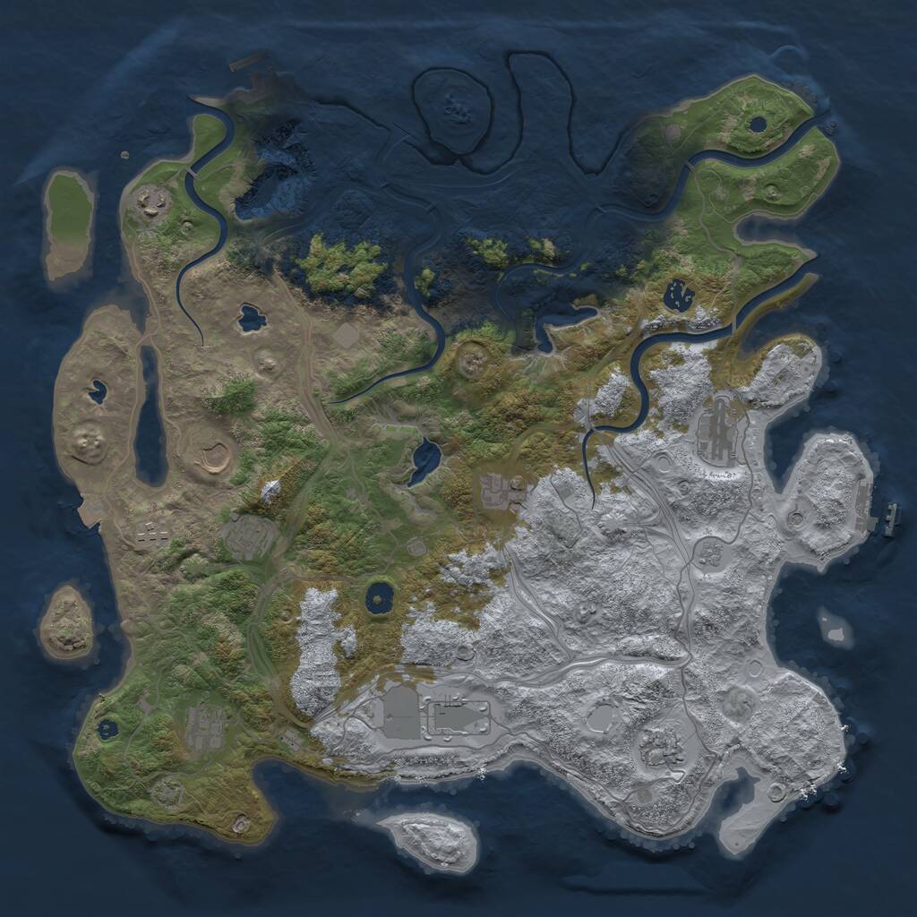 Rust Map: Procedural Map, Size: 4500, Seed: 1234554321, 16 Monuments