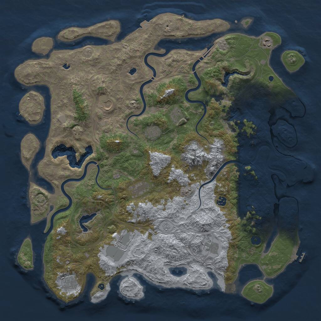 Rust Map: Procedural Map, Size: 5000, Seed: 912304617, 16 Monuments