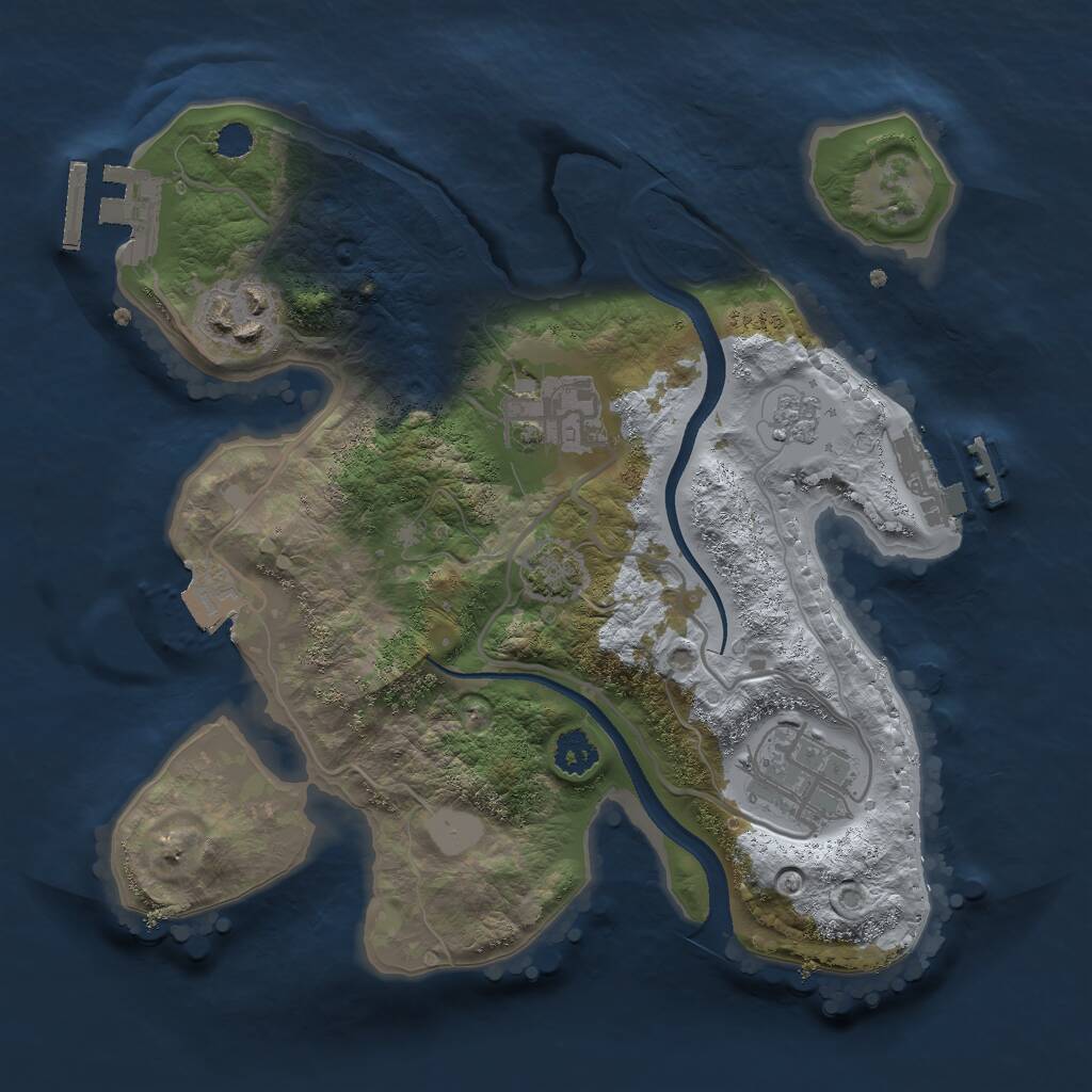 Rust Map: Procedural Map, Size: 2500, Seed: 416277197, 8 Monuments