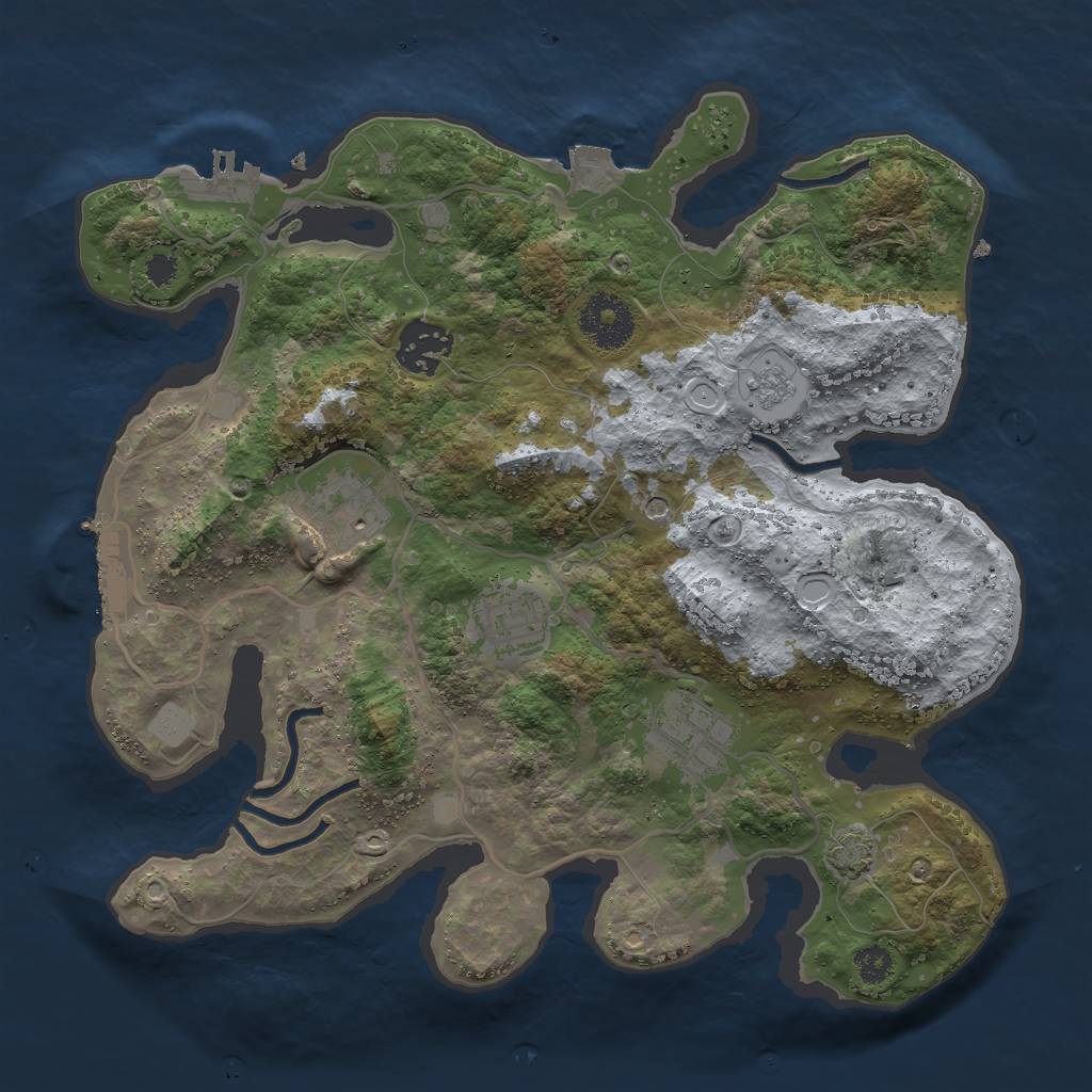 Rust Map: Procedural Map, Size: 3000, Seed: 25674, 12 Monuments