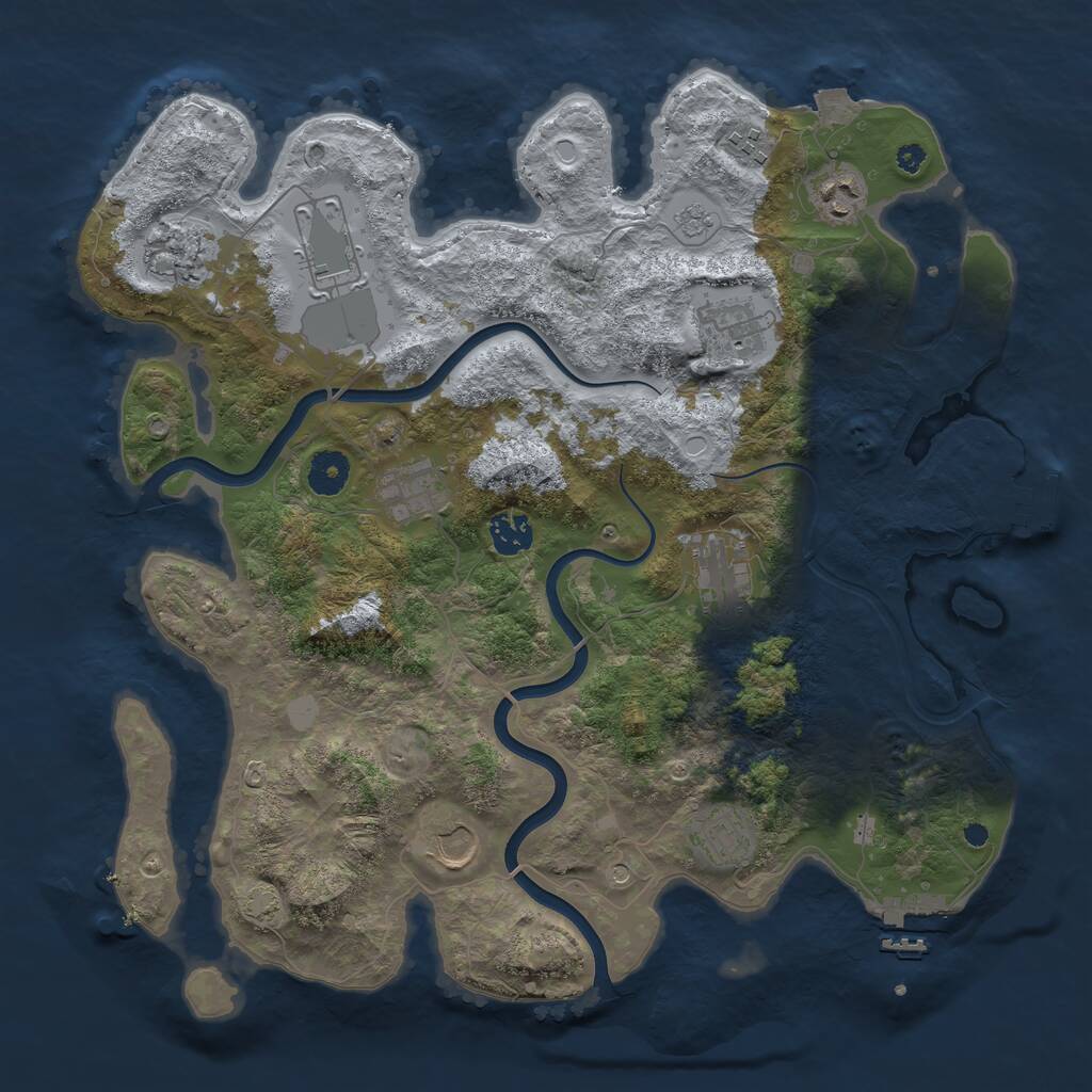Rust Map: Procedural Map, Size: 3800, Seed: 91031241, 16 Monuments
