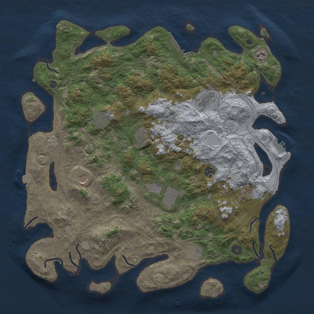 Rust Map: Procedural Map, Size: 4500, Seed: 21229473, 18 Monuments