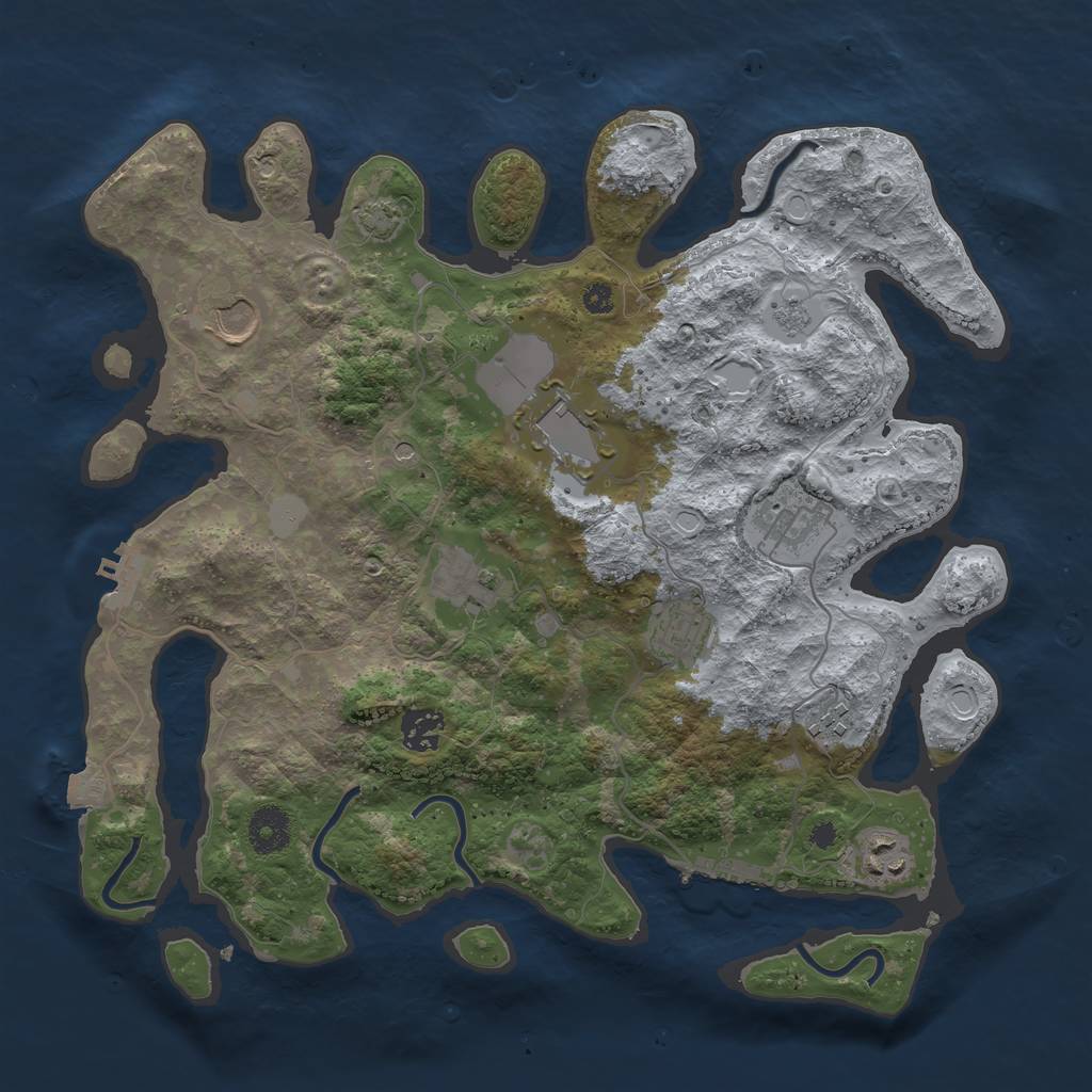 Rust Map: Procedural Map, Size: 3600, Seed: 671173329, 16 Monuments