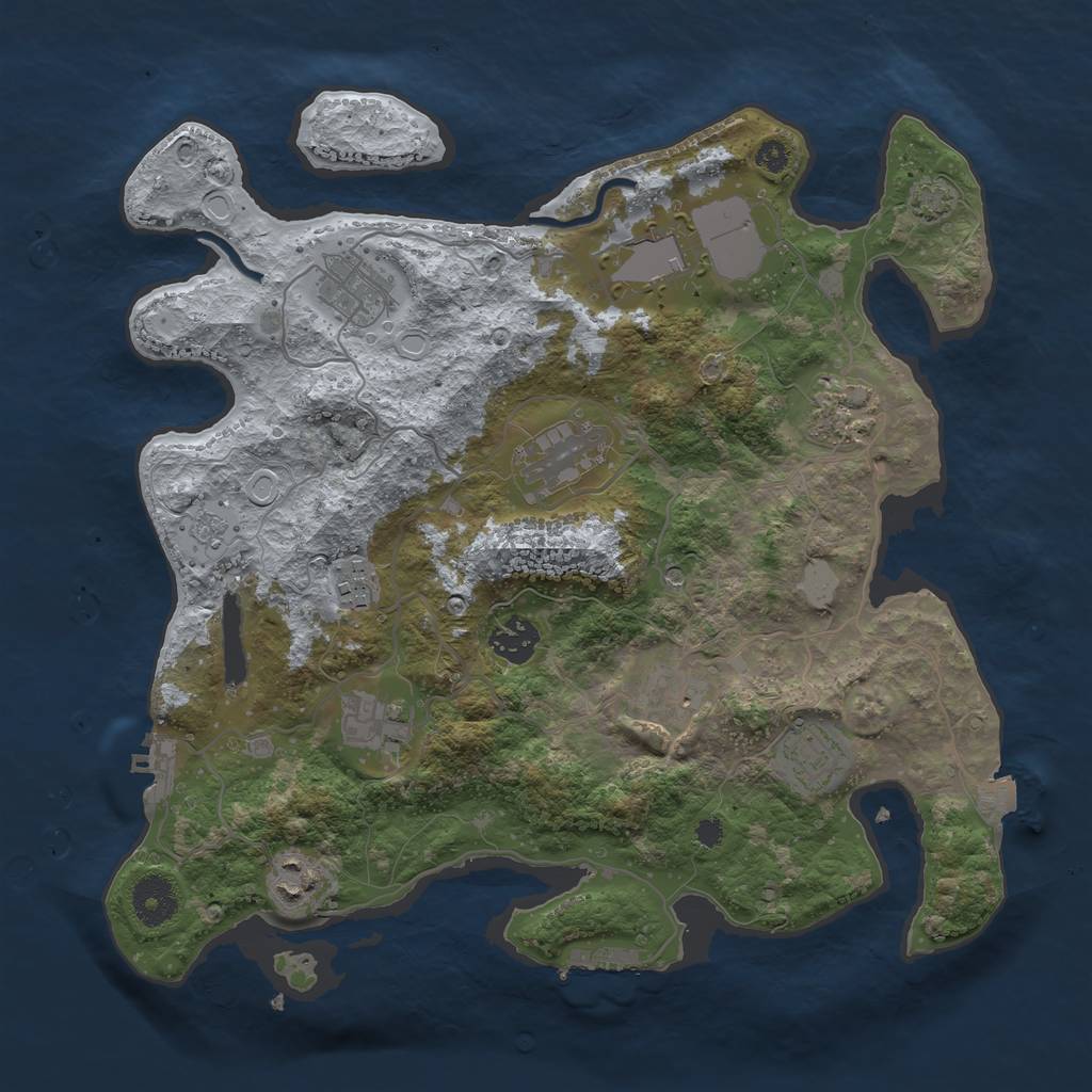 Rust Map: Procedural Map, Size: 3500, Seed: 531969120, 18 Monuments