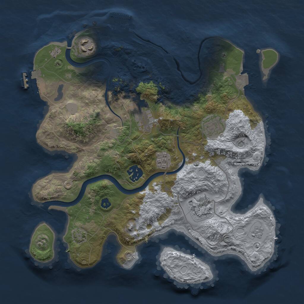 Rust Map: Procedural Map, Size: 3000, Seed: 9748650, 12 Monuments