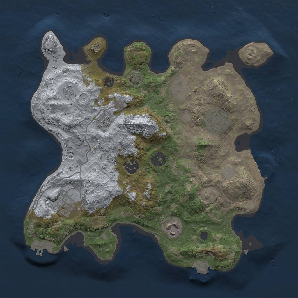 Rust Map: Procedural Map, Size: 3000, Seed: 1325360455, 13 Monuments
