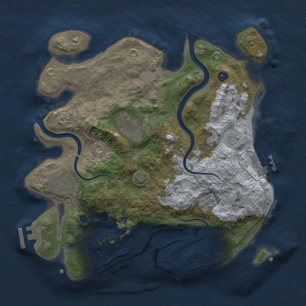 Rust Map: Procedural Map, Size: 3000, Seed: 70705118, 9 Monuments