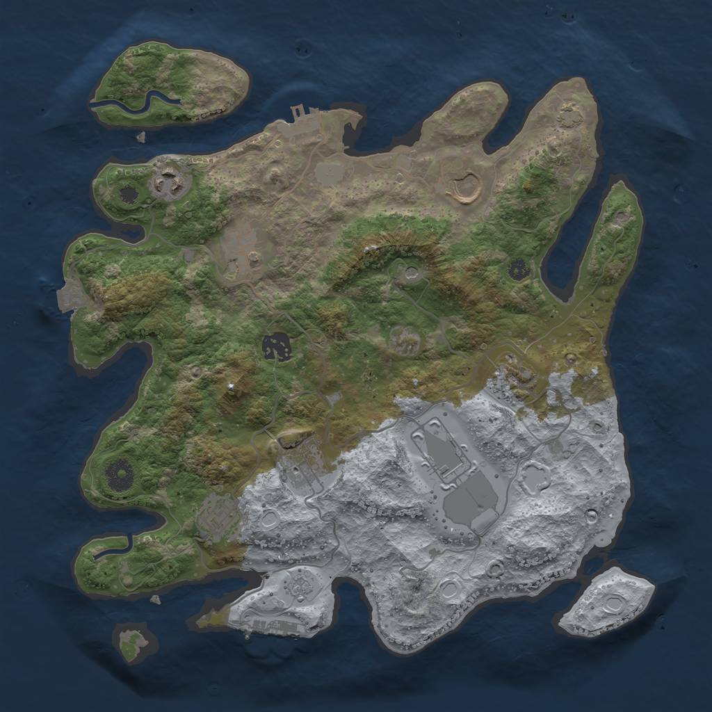Rust Map: Procedural Map, Size: 3500, Seed: 23454546, 16 Monuments