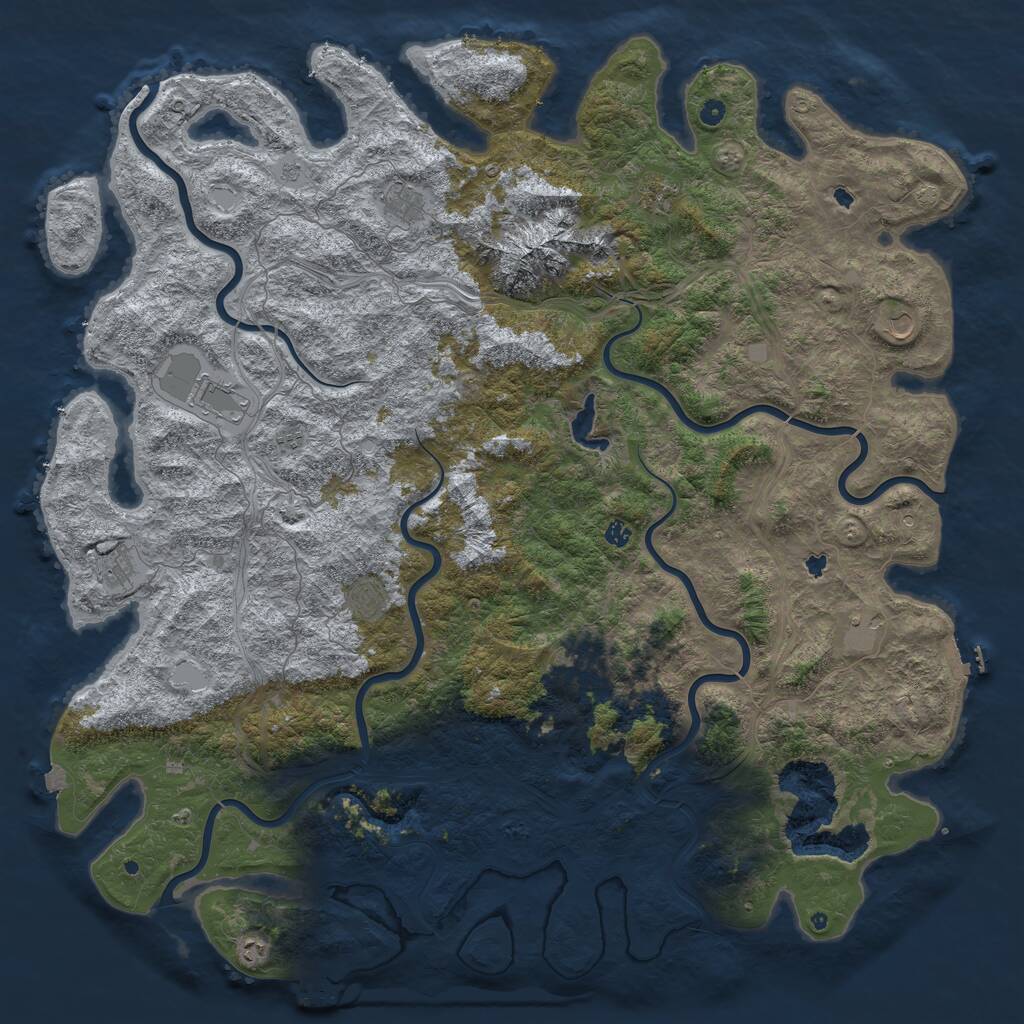 Rust Map: Procedural Map, Size: 6000, Seed: 1225752165, 17 Monuments