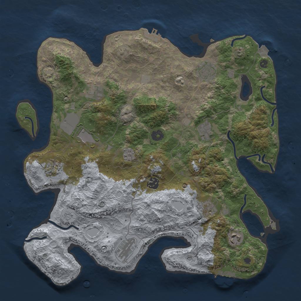 Rust Map: Procedural Map, Size: 3789, Seed: 2147483647, 18 Monuments