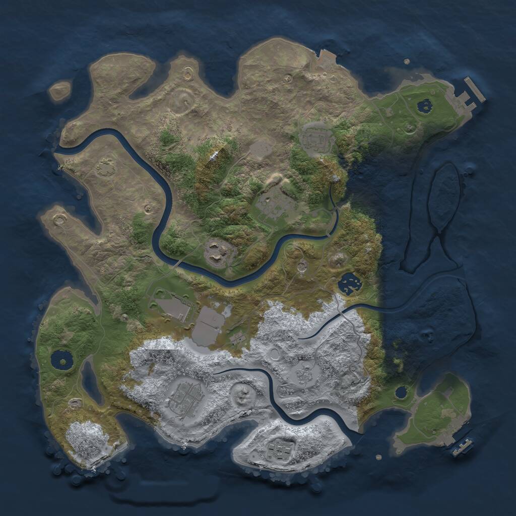 Rust Map: Procedural Map, Size: 3550, Seed: 294138928, 13 Monuments