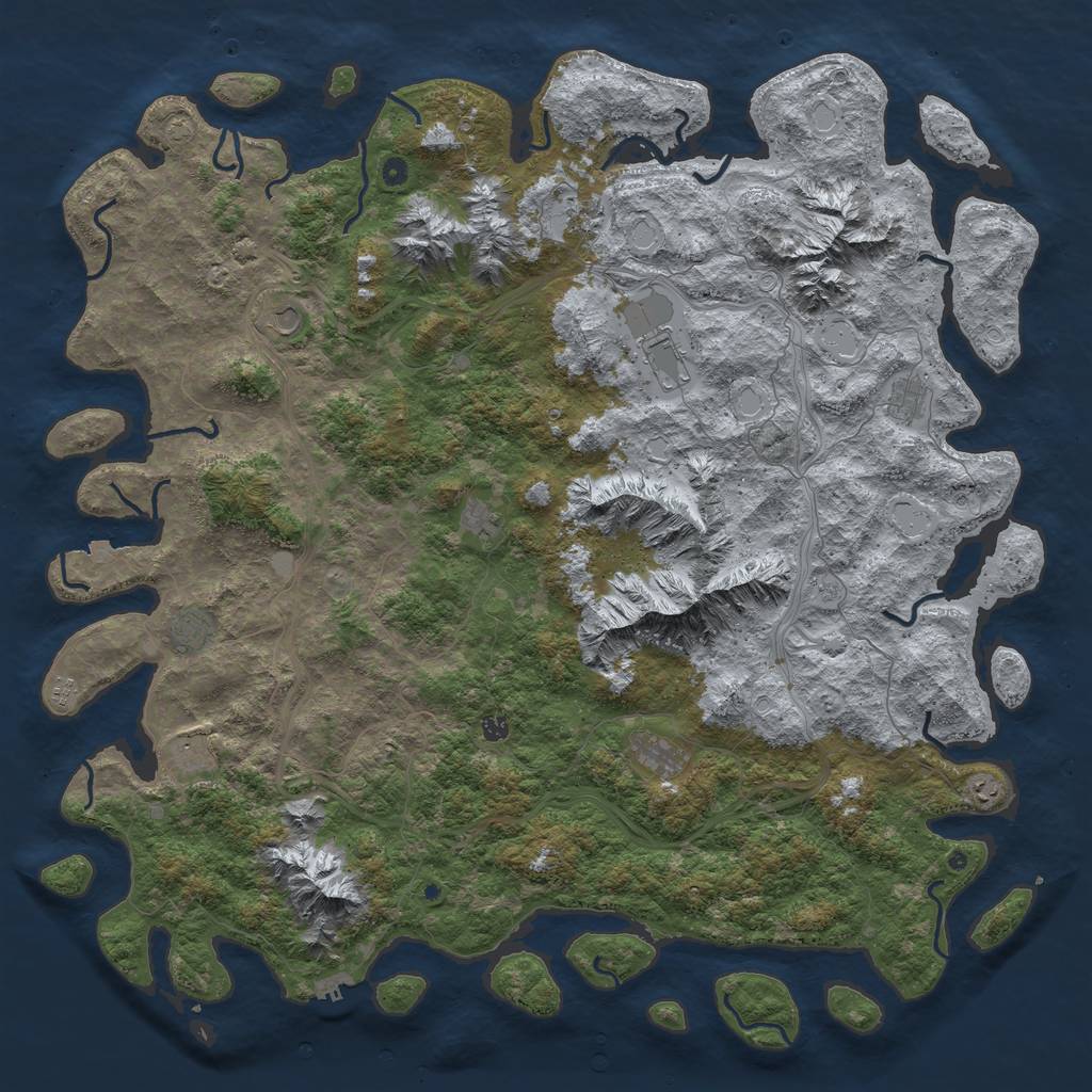 Rust Map: Procedural Map, Size: 6000, Seed: 87430467, 18 Monuments