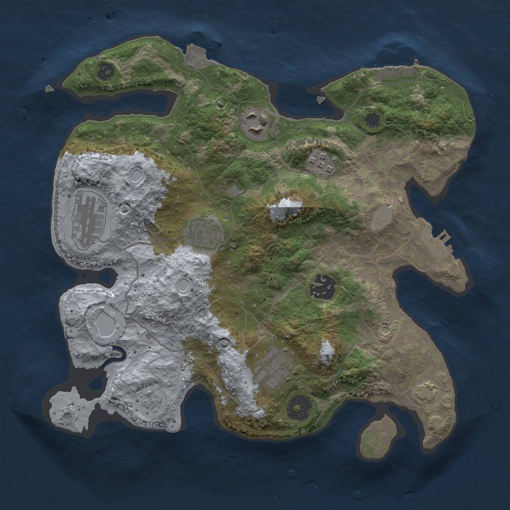 Rust Map: Procedural Map, Size: 3000, Seed: 25183, 13 Monuments