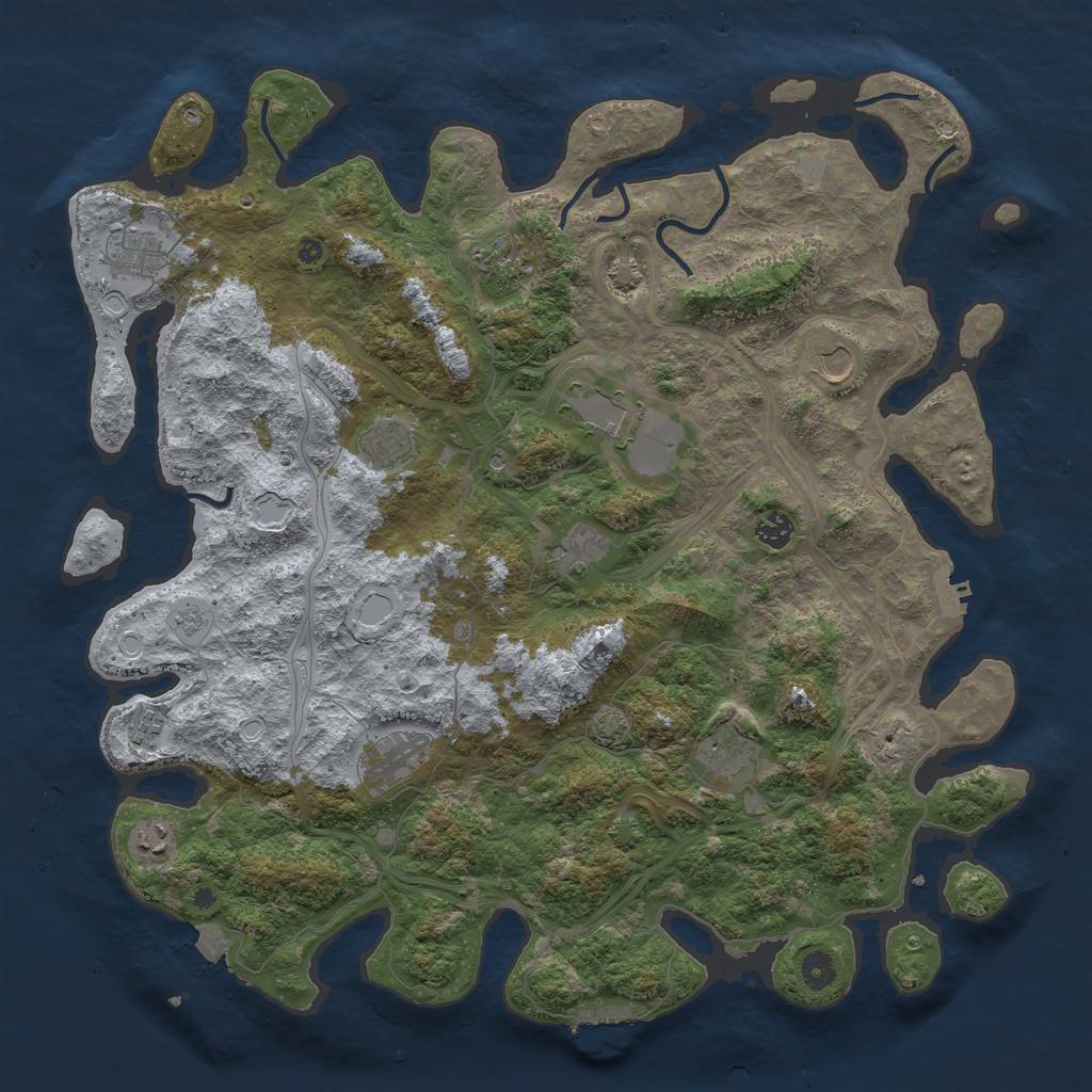 Rust Map: Procedural Map, Size: 4500, Seed: 727458276, 19 Monuments