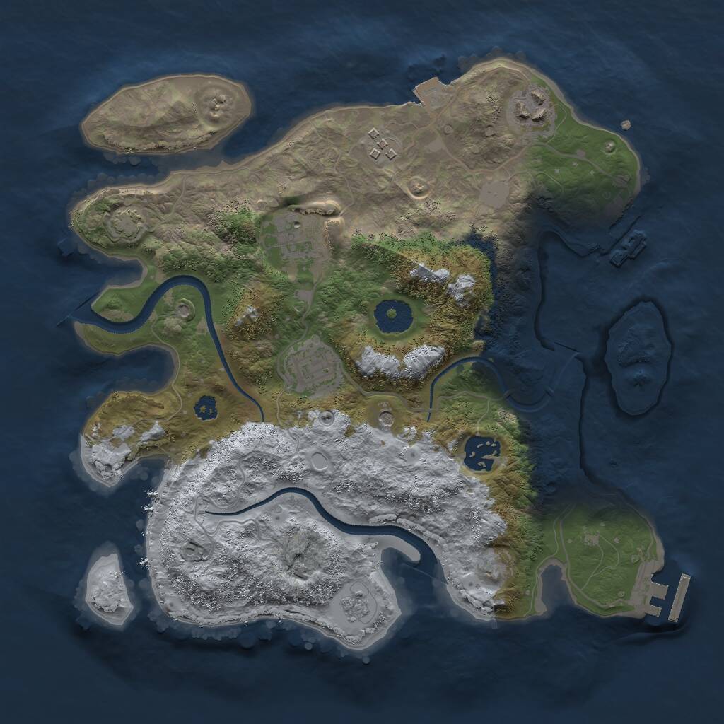 Rust Map: Procedural Map, Size: 3000, Seed: 1046874167, 11 Monuments