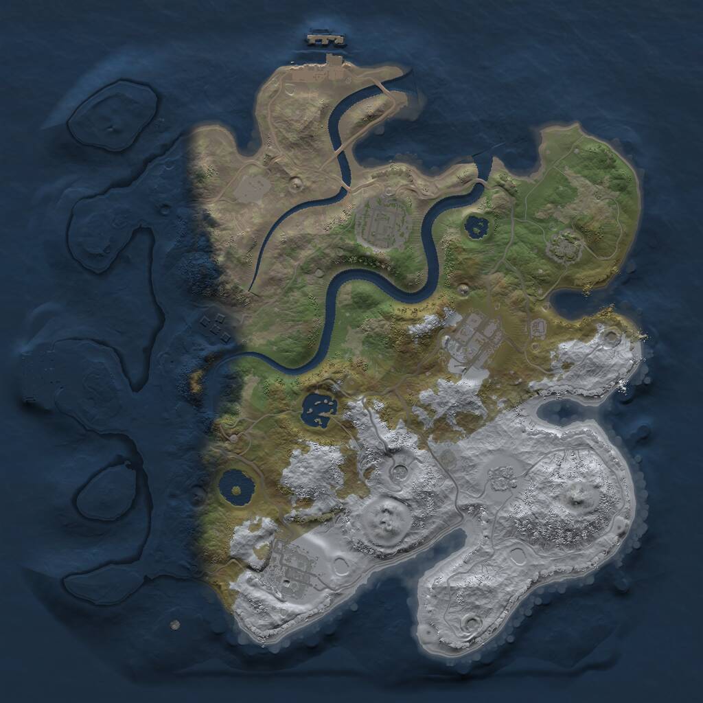 Rust Map: Procedural Map, Size: 3000, Seed: 607710936, 11 Monuments