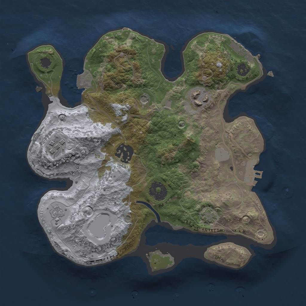 Rust Map: Procedural Map, Size: 2500, Seed: 1064211454, 11 Monuments