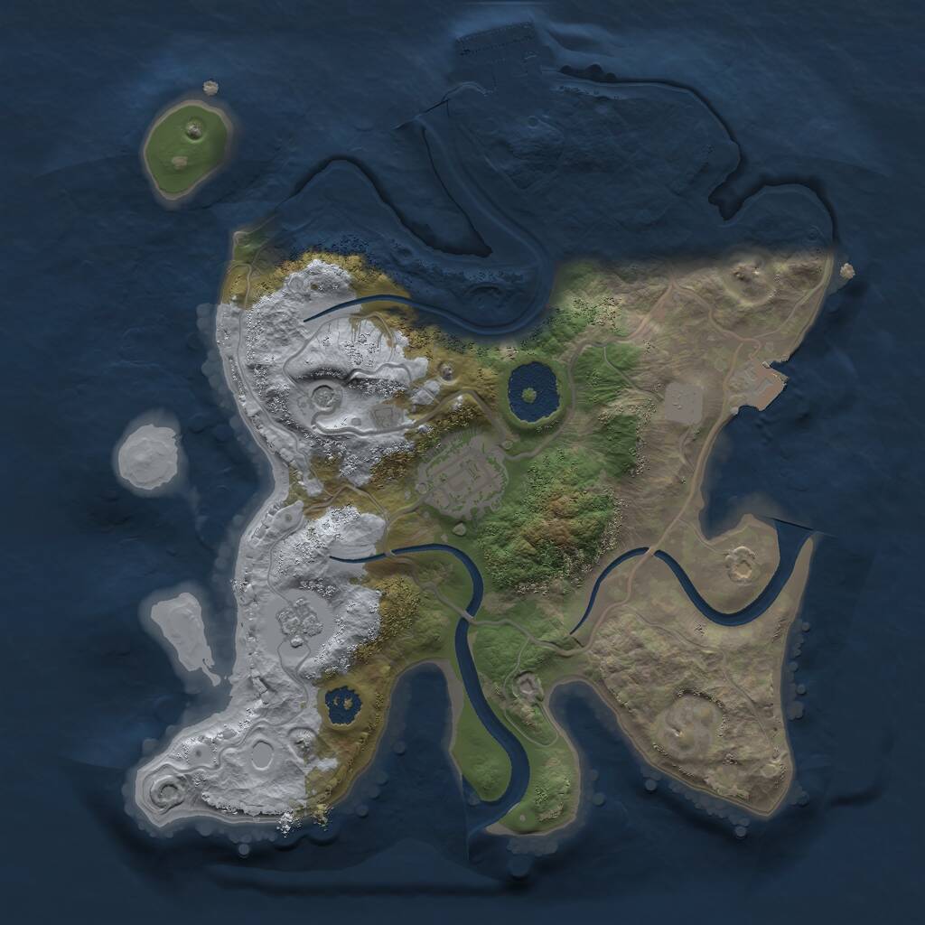 Rust Map: Procedural Map, Size: 2500, Seed: 729633, 5 Monuments