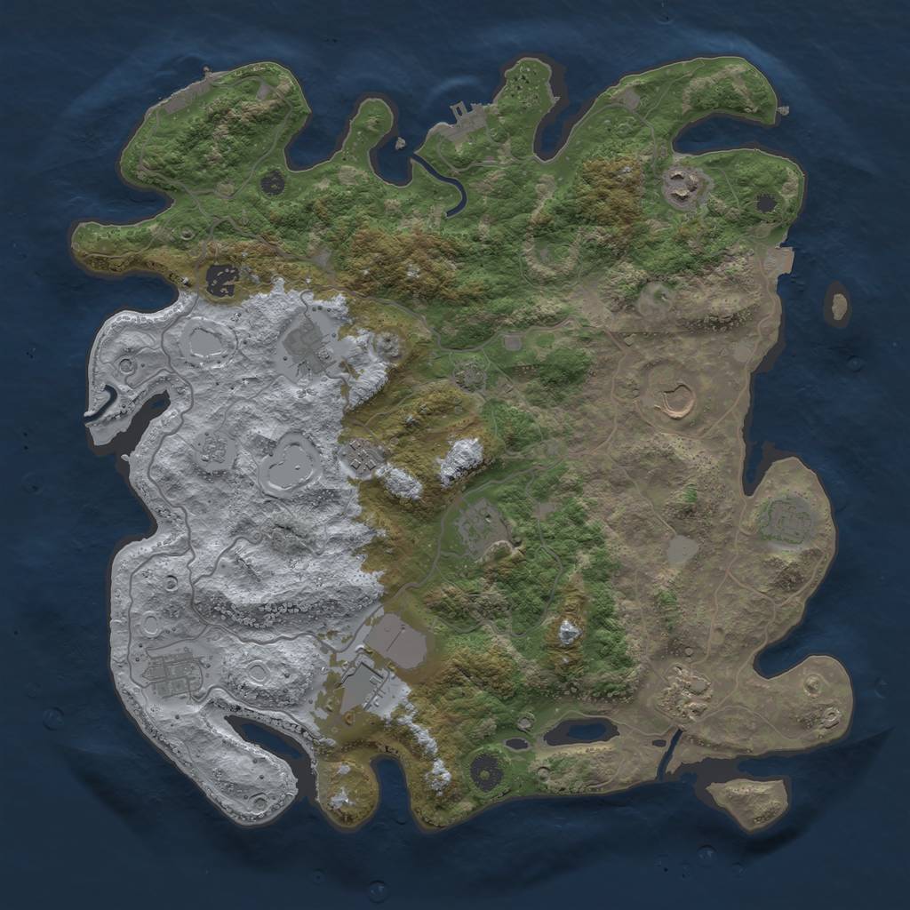 Rust Map: Procedural Map, Size: 4000, Seed: 28981620, 18 Monuments