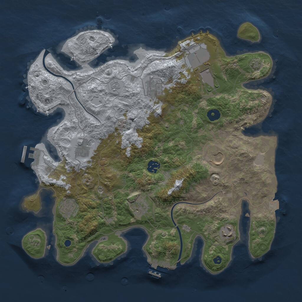Rust Map: Procedural Map, Size: 3650, Seed: 10724169, 15 Monuments