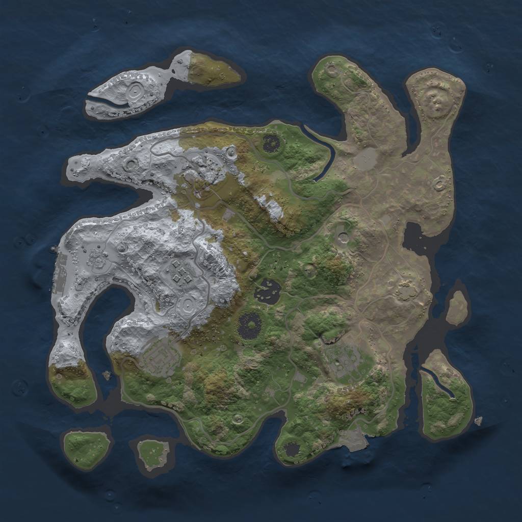 Rust Map: Procedural Map, Size: 3000, Seed: 2054096432, 12 Monuments