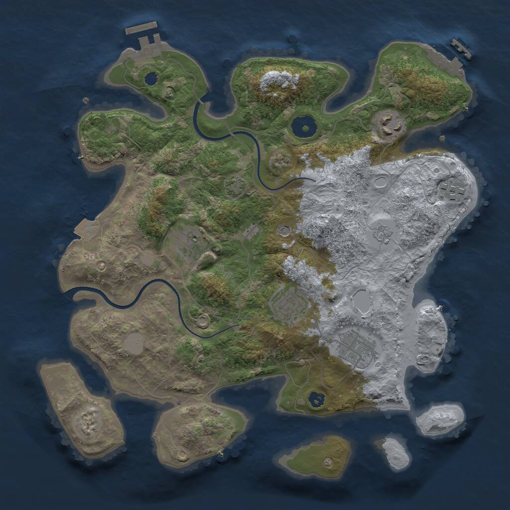 Rust Map: Procedural Map, Size: 3200, Seed: 7771337, 11 Monuments