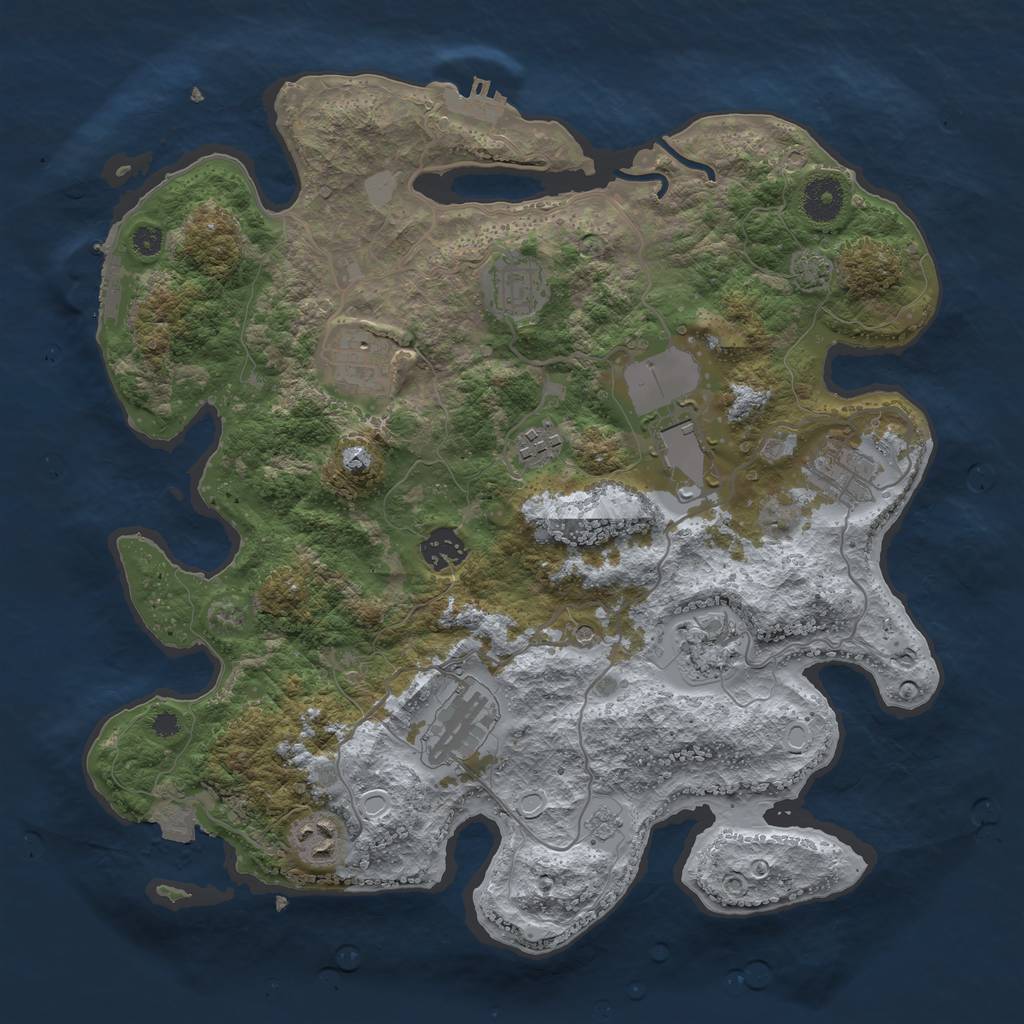 Rust Map: Procedural Map, Size: 3600, Seed: 1870513490, 17 Monuments
